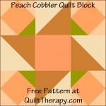 an orange and green pattern with the words peach cobbler quilt block