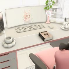 a computer desk with a keyboard and mouse