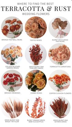 the best wedding flowers for terracotta and rust