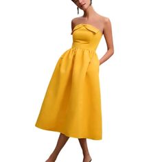 Sachin & Babi Yellow Blaine Bow Midi Dress From Anthropologie. Size 8. New With Tags. Retails For $298. This Dress Is Absolutely Gorgeous! Elegant Yellow A-line Evening Dress, Elegant Yellow Banquet Dress, Elegant Yellow Dress For Wedding Guest, Yellow Dresses With Fitted Bodice For Banquets, Yellow Dresses With Fitted Bodice For Banquet, Yellow Dress With Fitted Bodice For Banquet, Chic Midi Strapless Dress For Banquets, Chic Strapless Midi Dress For Banquet, Yellow Maxi Dress For Banquet