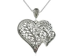 925 Sterling Silver Filigree Art Women Heart to Heart Pendant - Etsy UK Valentine's Day Heart Necklace With Intricate Design, Valentine's Day Intricate Design Necklace For Anniversary, Valentine's Day Anniversary Necklace With Intricate Design, Valentine's Day Pendant Necklace With Intricate Design, Intricate Design Necklace For Anniversary On Valentine's Day, Valentine's Day Necklaces With Heart Pendant And Intricate Design, Ornate Heart-shaped Necklace For Anniversary, Valentine's Day Filigree Heart Necklace, Valentine's Day Heart-shaped Filigree Necklace