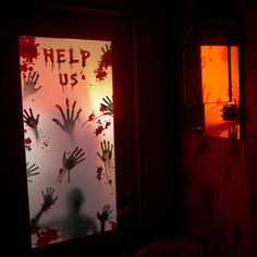 DescriptionAre you ready to spook out your friends, family, neighbors, and office mates? If yes, then this "Help Us" Halloween door cover is the perfect accessory to create a spooky entry to your home or office. Nice as a Halloween spoof decoration to increase the festive atmosphere. Features- Brand: PRETYZOOM.- Color: As shown.- Material: PE.- Size: 203.2 x 91.4 cm/80 x 36 in (Door cover); 20 cm/7.9 in (Tape size).- Made of durable and PE material, thicker than others', paste it on doors with b Halloween Themed Door, Halloween Gate Decorations, Halloween Hallway Ideas, Haunted House Ideas Scary, Spooky Door Decorations, Office Door Decor, Halloween Doorway, Door Decorations Halloween, Trail Ideas