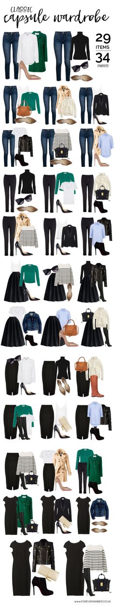 classic capsule wardrobe: 34 outfits from a selection of wardrobe essentials Project 333, Classic Capsule Wardrobe, Capsule Wardrobe Essentials, Wardrobe Capsule, Clothes And Shoes, Mode Casual