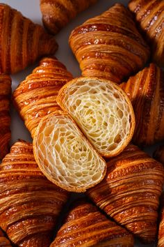 some croissants are laying next to each other