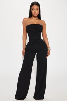 Bonnie Jumpsuit - Black | Fashion Nova Formal Attire Black Women, Formal Jumpsuit Outfit, Jumpsuit Outfit Black, Black Jumpsuit Outfit, Jodie Joe, Cowgirl Style Outfits, Fashion Nova Jumpsuit, Winter Jumpsuit, Formal Jumpsuit