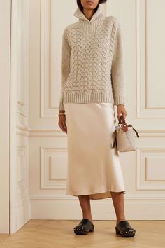 LORO PIANA Cable-knit baby cashmere half-zip sweater | NET-A-PORTER Winter Mode Outfits, Knitwear Fashion, Cable Sweater, Half Zip Sweaters, Loro Piana, Knitwear Design, Sweater Design, Zip Sweater, Winter Fashion Outfits