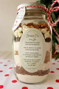 a jar filled with food sitting on top of a table