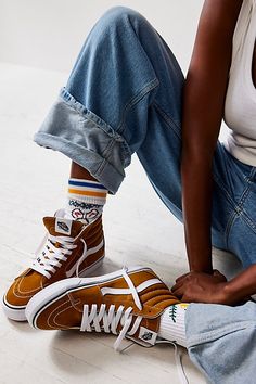 Nike Hi Top, High Top Sock Sneakers, Cheap Casual High-top Platform Sneakers, Cheap Casual Cotton High-top Sneakers, High Tip Vans, Vans 2022 Women, High Top Converses With Leggings, High Tops Shoes Women, Cheap Spring Mid-top Canvas Shoes