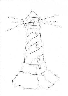 a drawing of a lighthouse with dots in the shape of it's top and bottom