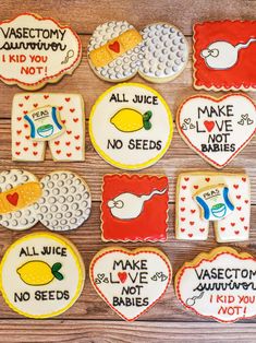 decorated cookies with words and pictures on them for valentine's day or any special occasion