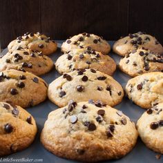 chocolate chip cookies on a baking tray ready to be eaten