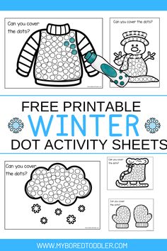 free printable winter dot activity sheets for toddlers to color and practice their skills