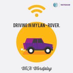 a purple car with the words driving in mylan - rover on it