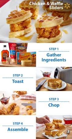 chicken and waffle sliders recipe with step by step instructions on how to make them