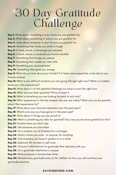 the 30 day gratitude challenge is shown