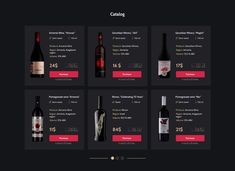 a website page with several bottles of wine on the side and numbers for each bottle