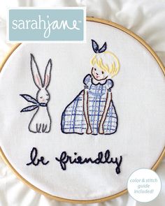 Only available as a PDF file. Based off of the art print "Be Friendly" available in the shop (also available for purchase is the complete "Be" embroidery set) Pattern includes: - 1 design (8x10”) - transfer instructions - stitching guide - color guide - DMC floss chart - recommendations for use Dmc Floss Chart, Christmas Hand Embroidery, Free Embroidery Patterns Machine, Be Friendly, Sewing Things, Be Curious, Color Guide, Felt Embroidery