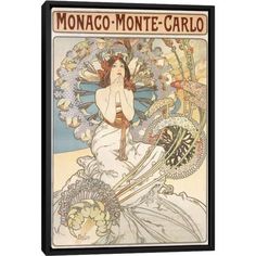 an advertisement for monaco monte - carlo with a woman sitting on the back of a chair