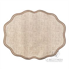 an oval shaped area rug with brown trimmings and a border around the edges