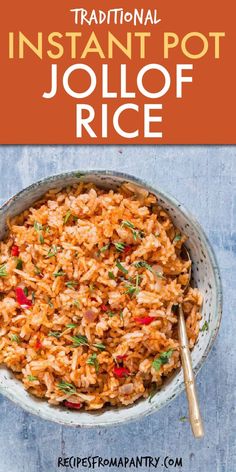 instant pot jollof rice in a bowl