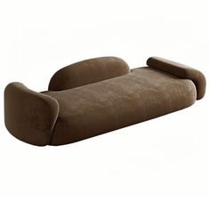 a brown couch sitting on top of a white floor