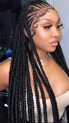 Long Box Braids, Feed In Braids Hairstyles, Cute Braided Hairstyles, Box Braids Hairstyles For Black Women, Braided Cornrow Hairstyles, Braids Hairstyles Pictures, Protective Hairstyles Braids, Braids Locs