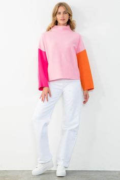 Colorblock Sleeve Sweater Sweater Sleeves, Pink Sweater, Winter Wear, Sleeve Sweater, Color Blocking, Pink