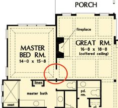 the floor plan for a home with two master suites and an attached bathroom area,