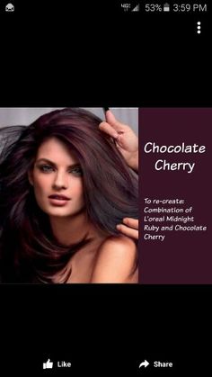 Chocolate Cherry Hair Color, Chocolate Cherry Hair, Rambut Brunette, Fall Hair Color For Brunettes, Burgundy Hair