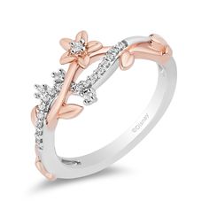 This Enchanted Disney Fine Jewelry Sterling Silver and 10K Rose Gold with 1/10 CTTW Diamond Rapunzel Magical Flower Ring might not have actual healing powers but it gives off radiance that gleams the light of realization. Designed with a lily-like sundrop flower, this symbolic piece of jewelry radiates hope and delivers the message of courage to light up your dreams and passions. Enchanted Disney, Enchanted Jewelry, Enchanted Disney Fine Jewelry, Disney Fine Jewelry, Jewelry Model, Disney Jewelry, Jewelry Sterling Silver, Silver Shop, Shop Engagement Rings