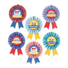 six award ribbons for the grand prize show