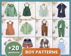 All boys' patterns + Future Boys' patterns  📍Perfect for Beginners: We have a lot of beginner-friendly patterns that come with step by step instructions and helpful tips. 👉This Bundle includes ALL the boys' patterns available in the shop (+20) and the new patterns uploaded monthly, forever. * What's in the Bundle? * ✔️ Overalls & Rompers ✔️ Shirts ✔️ Pants & Shorts ✔️Sweatshirts & Hoodies ✔️Jackets & Coats ✔️Costume patterns 💝 +BONUS: Sewing Planner ∙ DETAILS ∙ ♡ Sizes: 6M, 9M, 1Y, 2Y, 3Y, 4Y Sewing Patterns For Boys, Sewing Patterns Kids, Toddler Clothes Patterns, Beginner Patterns, Boys Sewing Patterns, Boy Sewing, Future Boy, Boys Pattern, Costume Patterns