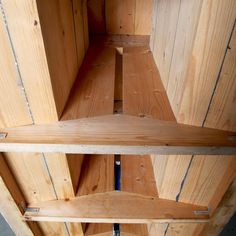 the shelves are made out of wooden boards