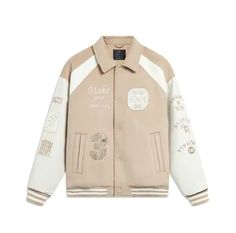 Li-Ning Way of Wade Hall of Fame 2023 Premium Leather Sheep Wool Jacket 'Beige' AJPT005-3 Basketball Hall Of Fame, Way Of Wade, Leather Varsity Jackets, Chicago Neighborhoods, Nba Championships, Dwyane Wade, American Airlines, Sheep Wool, Hall Of Fame