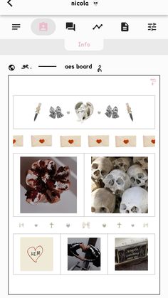 an image of a website with skulls and other things on it's display screen