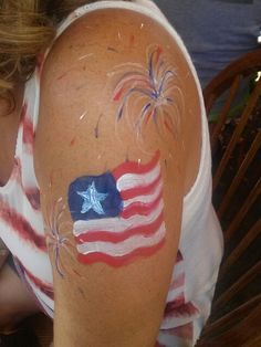 4tg Of July Face Paint, Red White And Blue Face Paint Ideas, Forth Of July Face Painting, Fourth Of July Face Painting