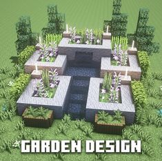 an image of a garden design in minecraft