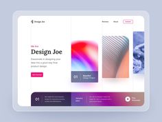 the landing page for an app that is designed to look like it has different colors and shapes