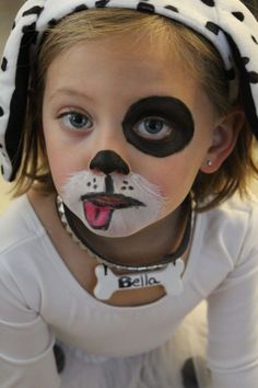 Dalmation Face Paint, Dog Face Paint, Puppy Face Paint, Dog Costumes For Kids, Dog Face Paints, Easy Face Painting Designs, Animal Face Paintings, Dog Makeup, Makeup Zombie