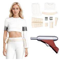 Padme Naberrie Amidala Cosplay White Battle Costume+Blaster Prop party outfits | eBay Padme White Outfit, Amidala Costume, Padme Amidala Costume, Padme Costume, Belt Knife, Theatre Costumes, Bag Belt, Costumes Ideas, Halloween Inspo