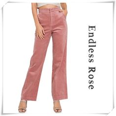 Endless Rose High Rise Corduroy Wide-Leg Pants In Pink Size M W 14.5” H 19” Rise 13” Lengths 43” Inseam 31” Color : Pink Front Zipper Closure High Rise Wide Legs Flaunt A Flattering Work-To-Play Silhouette In These High-Waist Corduroy Pants From Endless Rose That Are Designed With Perfectly Wide Legs. New Without Tags !! Wide Legs, Corduroy Pants, Front Zipper, Wide Leg Pants, Pant Jumpsuit, Wide Leg, High Rise, Pants For Women, High Waisted