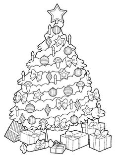 a christmas tree with presents around it