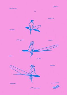 Surfers on the lineup waiting for a wave. Cat Surfing Illustration, Surf Illustration Art, Surf Board Sketch, Minimalist Surf Art, Beach Graphic Design Illustration, Surf Wave Illustration, Retro Beach Illustration, Surfing Branding, Surfers Aesthetic