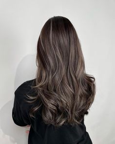 21 Popular Balayage Brown Hair Colors of 2020 Half Balayage Black Hair, Dark Hair With Partial Balayage, Chocolate Ash Balayage, Ashy White Balayage, Light Cool Brown Balayage, Dark Balayage Long Hair, Brown One Color Hair, Brown Hair With Sandy Highlights, Hair Dye For Layered Hair