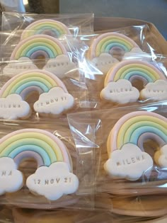 some cookies with rainbows and clouds on them