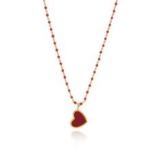 Show off your playful side with our Paisley Heart Necklace Red! This stunning piece features a vibrant red enamel heart and delicate beading, adding a touch of charm to any outfit. Be the envy of all your friends with this unique and quirky necklace. 18k Gold Plated over Stainless Steel Hypoallergenic Water & Tarnish Resistant Cheap Red Heart Necklace With Heart Beads, Cheap Red Heart Beads Necklace, Cheap Red Heart Pendant Necklace, Quirky Necklace, Heart Necklace Red, Paisley Heart, Sunglass Chain, Necklace Red, Jewelry Studio