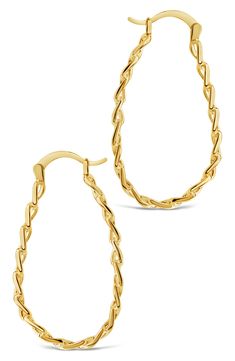 Delicate, open chain links add an on-trend element to a modern pair of hoop earrings. 1.7" length Snap down post Rhodium plated brass Imported Modern Oval Link Chain Earrings, Modern Hoop Earrings With Chain Detail, Modern Twist Hoop Metal Jewelry, Modern Twist Metal Hoop Jewelry, Modern Metal Hoop Earrings With Chain Detail, Modern Gold Link Hoop Earrings, Modern Chain Hoop Earrings, Elegant Small Hoop Earrings With Chain Detail, Elegant Small Hoop Chain Earrings