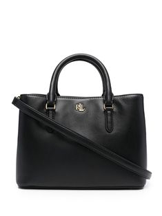 Mary medium satchel bag from LAUREN RALPH LAUREN featuring black, calf leather, gold-tone logo plaque, two top handles, adjustable detachable shoulder strap, concealed clasp fastening and multiple zip-fastening pockets. Ralph Lauren Office, Baby Bag Backpack, Ralph Lauren Bags, Ralph Lauren Logo, Leather Bifold Wallet, Womens Crossbody Bag, Wallet Accessories, Kate Spade Top Handle Bag, Womens Tote Bags