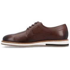 Keep it classy in the Glover derby. This lace-up dress shoe by Thomas & Vine is crafted with genuine leather uppers fastened by a lace-up closure. An 8 mm Comfort Foam™ footbed lines the footbed and finishes this iconic look. This classic look truly strikes the right balance between dressy and casual.