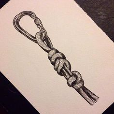 an ink drawing of a knot on top of a piece of paper with scissors in it